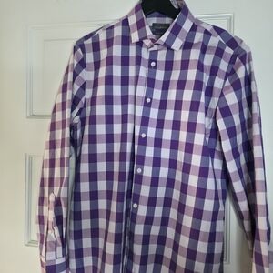 Calibrate Purple and White Checkered Men's Shirt